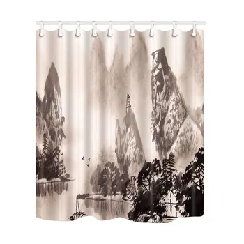 Bathroom Shower Curtains Mount Chinese Wash Paintings Bath Screens Polyester Waterproof Mildewproof Shower Curtain with 12 Hooks
Bathroom Shower Curtains Mount Chinese Wash Paintings Bath Screens Polyester Waterproof Mildewproof Shower Curtain with 12 Hooks