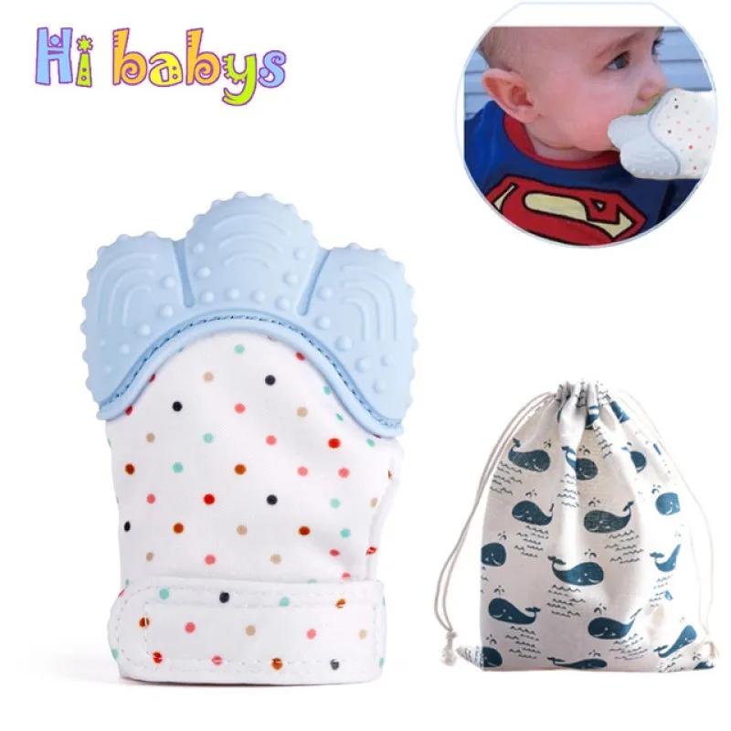 Baby Teethers Natural Silicone Gloves Teether Sensory Handmade Waterproof Fabric Newborn Teething Mom Kids 1pcs | Мать и ребенок