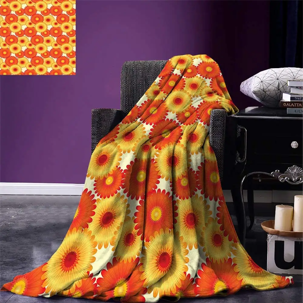 Orange Throw Blanket Gerbera Flowers Petals in Graphic Style Vibrant Summer Nature Design Warm Fleece Blanket for Bed
Orange Throw Blanket Gerbera Flowers Petals in Graphic Style Vibrant Summer Nature Design Warm Fleece Blanket for Bed