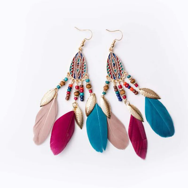 Foreign Trade Sales Bohemian Feather Tassel Earrings Fashion Brand Earrings For Women Wedding Party Bridal Fringed Jewelry Gift
Foreign Trade Sales Bohemian Feather Tassel Earrings Fashion Brand Earrings For Women Wedding Party Bridal Fringed Jewelry Gift