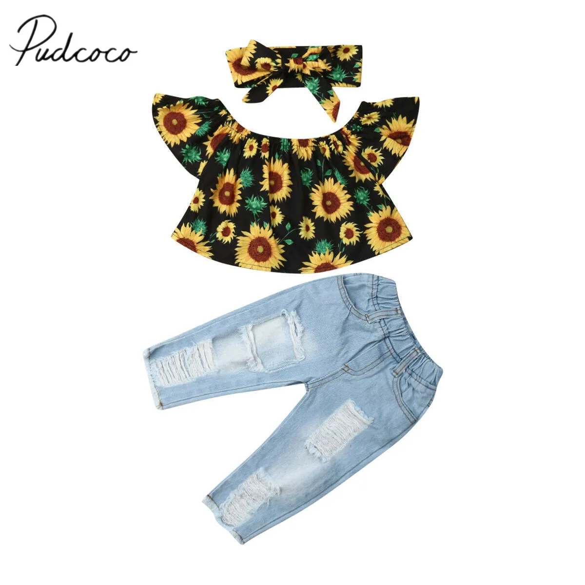 2019 Baby Summer Clothing Toddler Kids Baby Girl 3PCS Sets Sunflower Tops+Ripped Hole Denim Pants Headband Casual Outfits 6M-4Y
2019 Baby Summer Clothing Toddler Kids Baby Girl 3PCS Sets Sunflower Tops+Ripped Hole Denim Pants Headband Casual Outfits 6M-4Y