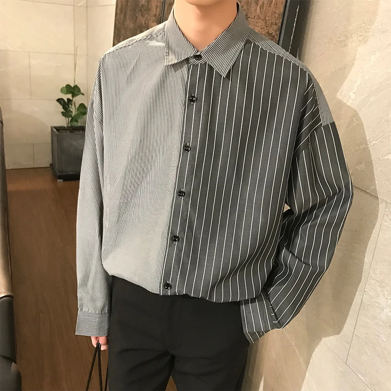 Flash sale Korean Summer Neutral Style Concise Irregularity Stylish Split Joint Stripe Loose Shirt Men Male Brand Fashion Shirts
Flash sale Korean Summer Neutral Style Concise Irregularity Stylish Split Joint Stripe Loose Shirt Men Male Brand Fashion Shirts
