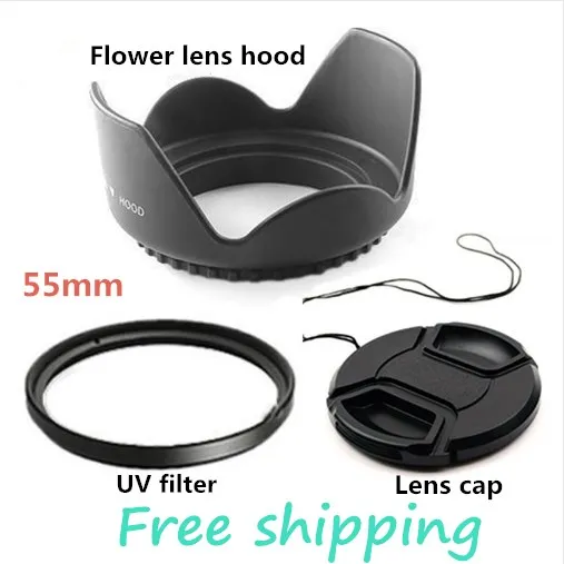 55mm camera Flower Lens Hood +UV Filter +Lens Cap for Sony 18-55,55-200,55-250 for canon nikon PK DSLR
55mm camera Flower Lens Hood +UV Filter +Lens Cap for Sony 18-55,55-200,55-250 for canon nikon PK DSLR
