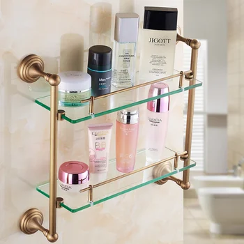 Copper double-tier bathroom glass shelf dressing table European-style garden shelf Bathroom storage rack wx11121410
Copper double-tier bathroom glass shelf dressing table European-style garden shelf Bathroom storage rack wx11121410