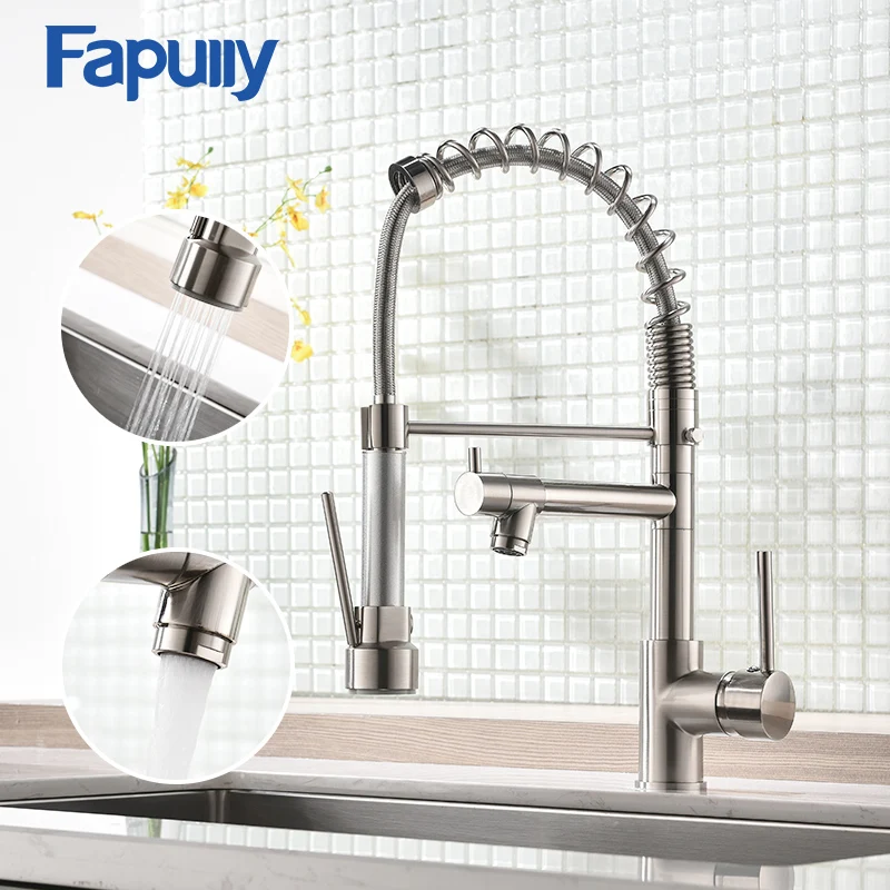 Fapully Spring Pull Down Kitchen Faucet Brushed Nickel Chrome Crane 2 Outlet Spray Dual Spouts 360 Swivel Kitchen Mixer Taps 191
Fapully Spring Pull Down Kitchen Faucet Brushed Nickel Chrome Crane 2 Outlet Spray Dual Spouts 360 Swivel Kitchen Mixer Taps 191
