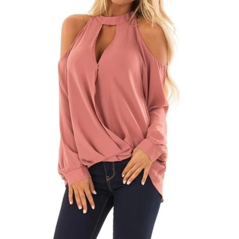 Sexy Off Shoulder Women T-Shirts Spring Summer Solid Halter Push Up Top Tees V-Neck Button Long-sleeved Shirts Blusas
Sexy Off Shoulder Women T-Shirts Spring Summer Solid Halter Push Up Top Tees V-Neck Button Long-sleeved Shirts Blusas