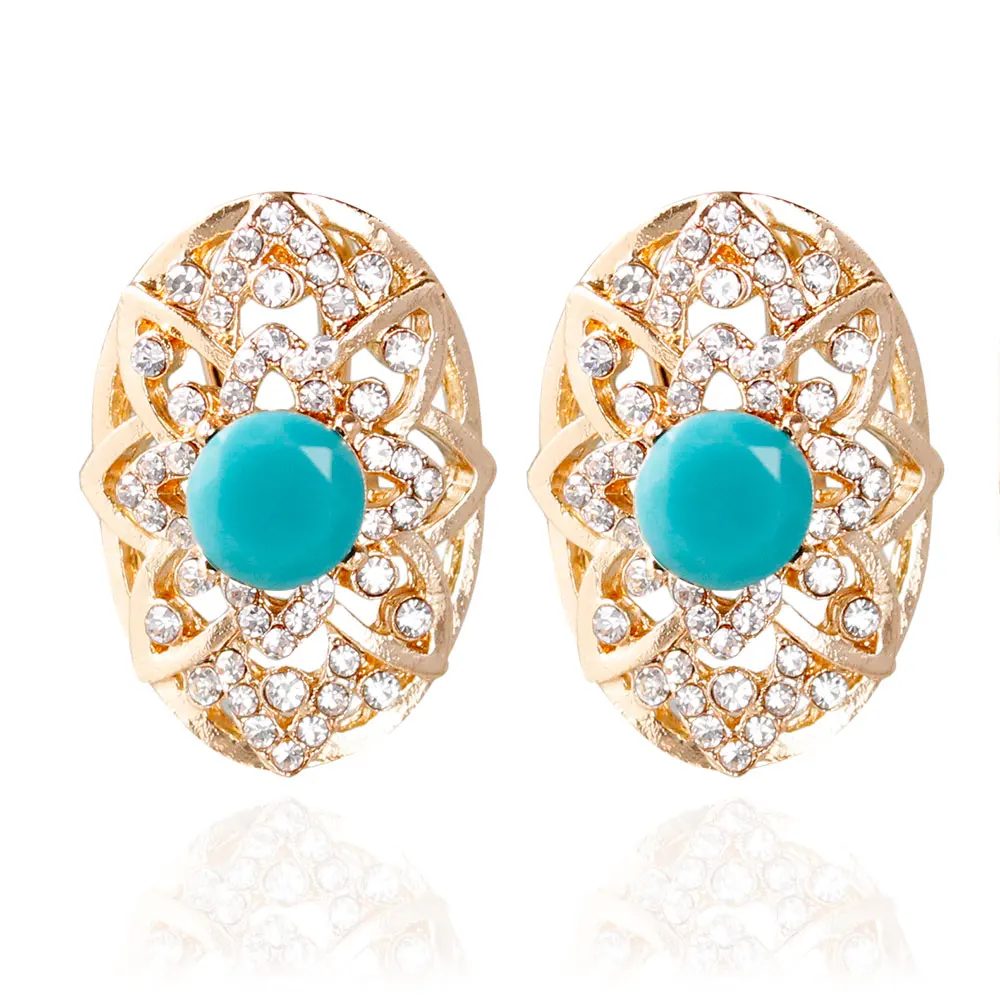 Oval Hollowed Gold Nest Shaped with Resin Crystal Zinc Alloy Elegant Stud Earrings for Women
Oval Hollowed Gold Nest Shaped with Resin Crystal Zinc Alloy Elegant Stud Earrings for Women