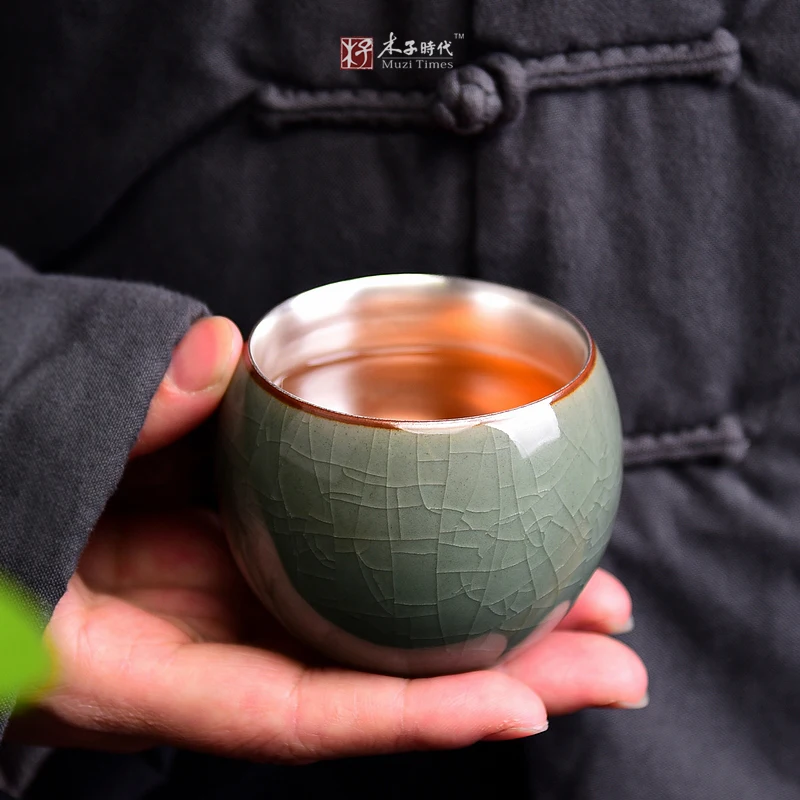 999 Silver Ceramic Teacup Silver Pin Ming Cup Kungfu Teaware Single Cup Insert Silver Master Cup Ruyao Geyao Tea Cup
999 Silver Ceramic Teacup Silver Pin Ming Cup Kungfu Teaware Single Cup Insert Silver Master Cup Ruyao Geyao Tea Cup