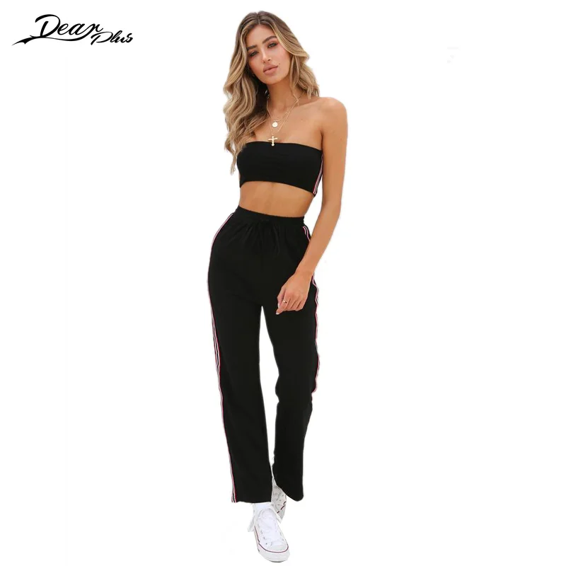 Women Fashion Strapless Crop Top and High Waist Pants Suit Stripe Patchwork Slim Casual Straight Pants 2 Piece Set
Women Fashion Strapless Crop Top and High Waist Pants Suit Stripe Patchwork Slim Casual Straight Pants 2 Piece Set