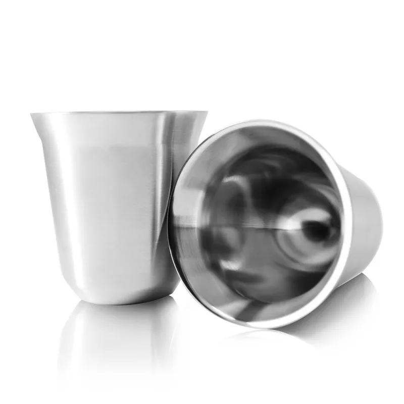 Stainless Steel Espresso Cups Double Walled Vacuum Insulated With 2 Demitasse Spoons - Set Of 2 Demitasse Cups By Tombert,170mL
Stainless Steel Espresso Cups Double Walled Vacuum Insulated With 2 Demitasse Spoons - Set Of 2 Demitasse Cups By Tombert,170mL