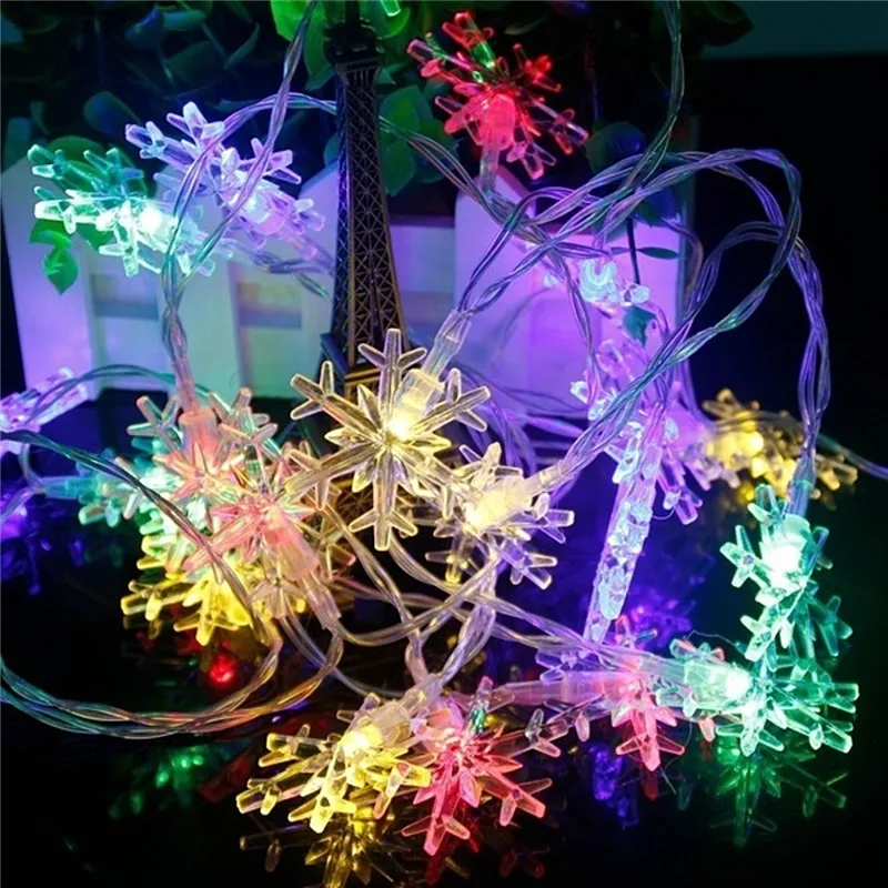 

2M 3M 10M 20led 60led USB 5V Battery Snowflake Fairy LED String Garland Christmas Tree Curtain Outdoor Decorative Curtain Lights