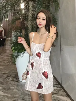 Fashion 2018 Women Sexy Strapless Lace Dress Fashion Heart Sequins Mini Dresses Elegant Backless Spaghetti Strap Dresses
Fashion 2018 Women Sexy Strapless Lace Dress Fashion Heart Sequins Mini Dresses Elegant Backless Spaghetti Strap Dresses