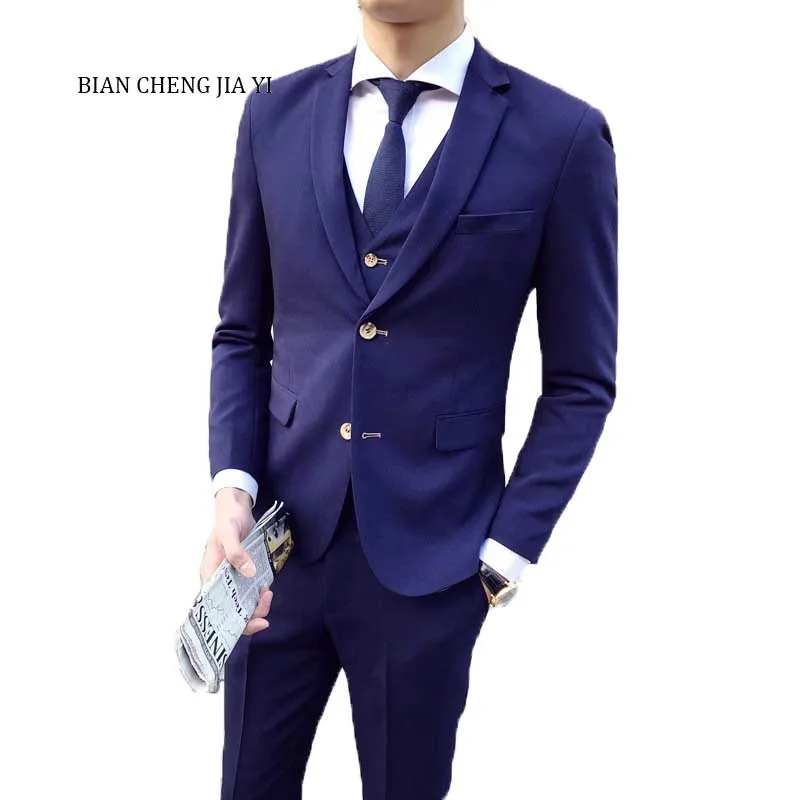 High quality Blue Jacket Pants Vest / Mens Suits Formal Men Suit Set Men Wedding Suits Groom Prom Tuxedos Blazers 3 Pieces Sets
High quality Blue Jacket Pants Vest / Mens Suits Formal Men Suit Set Men Wedding Suits Groom Prom Tuxedos Blazers 3 Pieces Sets