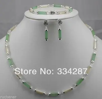 New design - natural greenQuartzite stone & white shell Tibetan Silver Link Necklace Earrings Set 43CM
New design - natural greenQuartzite stone & white shell Tibetan Silver Link Necklace Earrings Set 43CM
