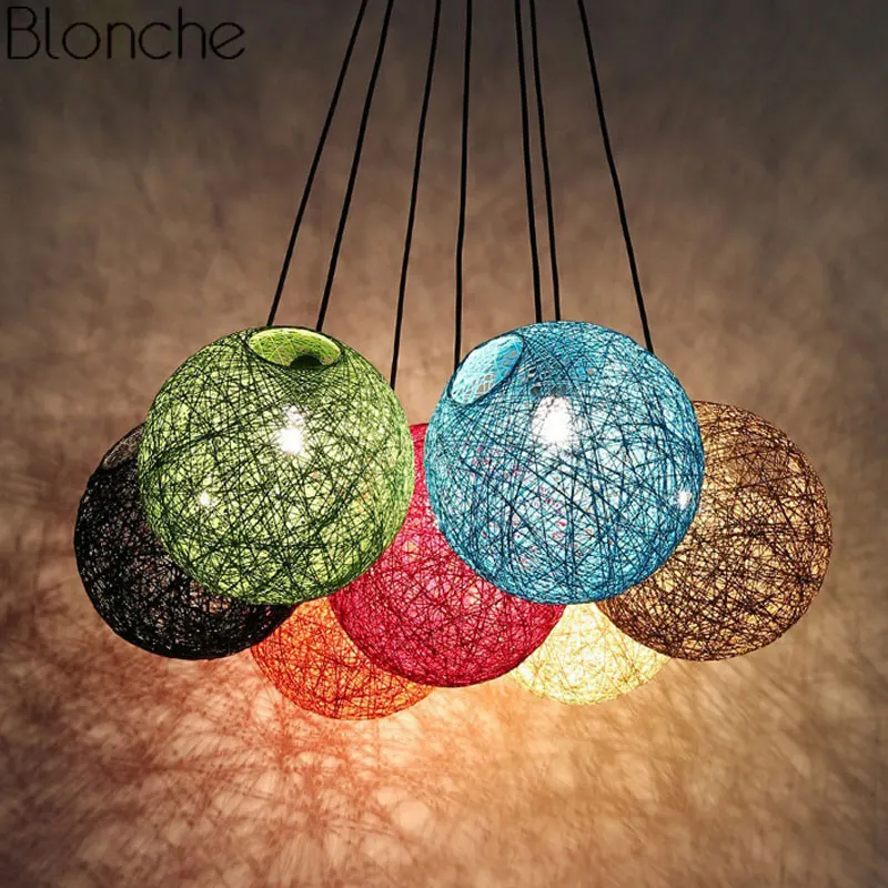 Vintage Wicker Pendant Lights Modern Loft Industrial Home Decor Hemp Ball Hanging Lamp for Living Room Luminaire Light Fixtures 
Vintage Wicker Pendant Lights Modern Loft Industrial Home Decor Hemp Ball Hanging Lamp for Living Room Luminaire Light Fixtures