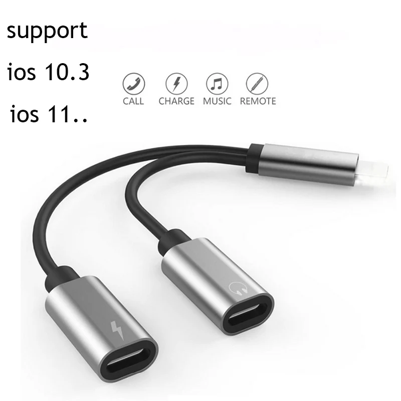 Charging Audio 2 in 1 Earphones Adapter Cable Call Splitter Aluminum Converter Support Call For IOS10.3 11 For iPhone 8 7 7 Plus
Charging Audio 2 in 1 Earphones Adapter Cable Call Splitter Aluminum Converter Support Call For IOS10.3 11 For iPhone 8 7 7 Plus