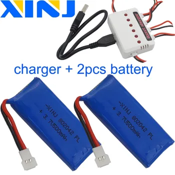 XINJ Charger+2pcs 3.7V 500 mAh 25C Polymer Li battery 802042 XH 2.54mm plug for ubsan X4 H107L, H107C, H107D RC Quadcopter Drone
XINJ Charger+2pcs 3.7V 500 mAh 25C Polymer Li battery 802042 XH 2.54mm plug for ubsan X4 H107L, H107C, H107D RC Quadcopter Drone