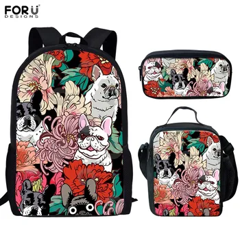 FORUDESIGNS French Bull Terrice Bloom School Bags Set Custom Brand Printing Students Bookbags for Kids 16 Inch Backpack Mochila
FORUDESIGNS French Bull Terrice Bloom School Bags Set Custom Brand Printing Students Bookbags for Kids 16 Inch Backpack Mochila
