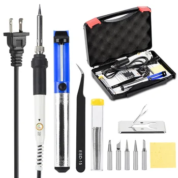 60W 220V/110V Adjustable Temperature Electric Soldering Iron Kits Luxury Package Welding Tool Tweezers solder Repair Tools
60W 220V/110V Adjustable Temperature Electric Soldering Iron Kits Luxury Package Welding Tool Tweezers solder Repair Tools