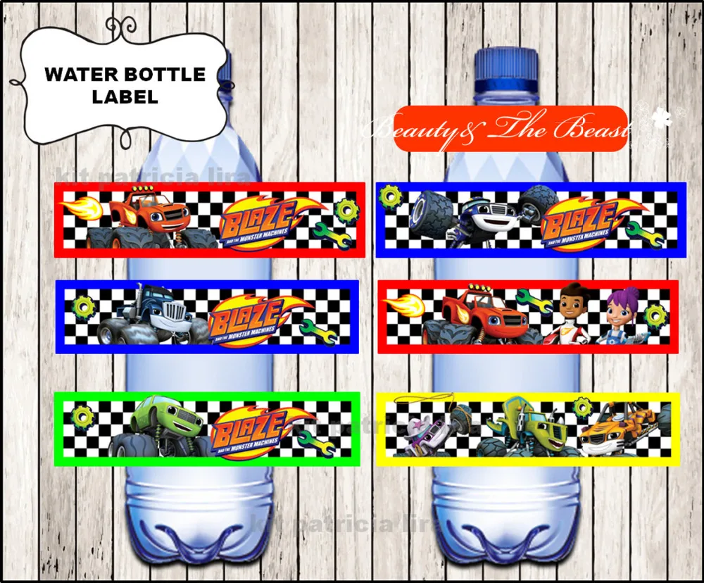 

Blaze and the Monster Machines Bottle Water Labels,wrappers, Baby Shower ,Birthday party decorations kids, Party supplies Candy