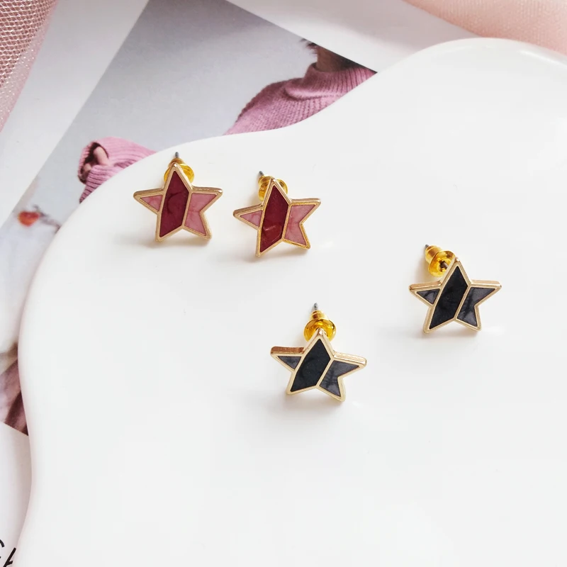 Stylish personality metal texture simple five-pointed star shape creative color matching earrings Wholesale
Stylish personality metal texture simple five-pointed star shape creative color matching earrings Wholesale