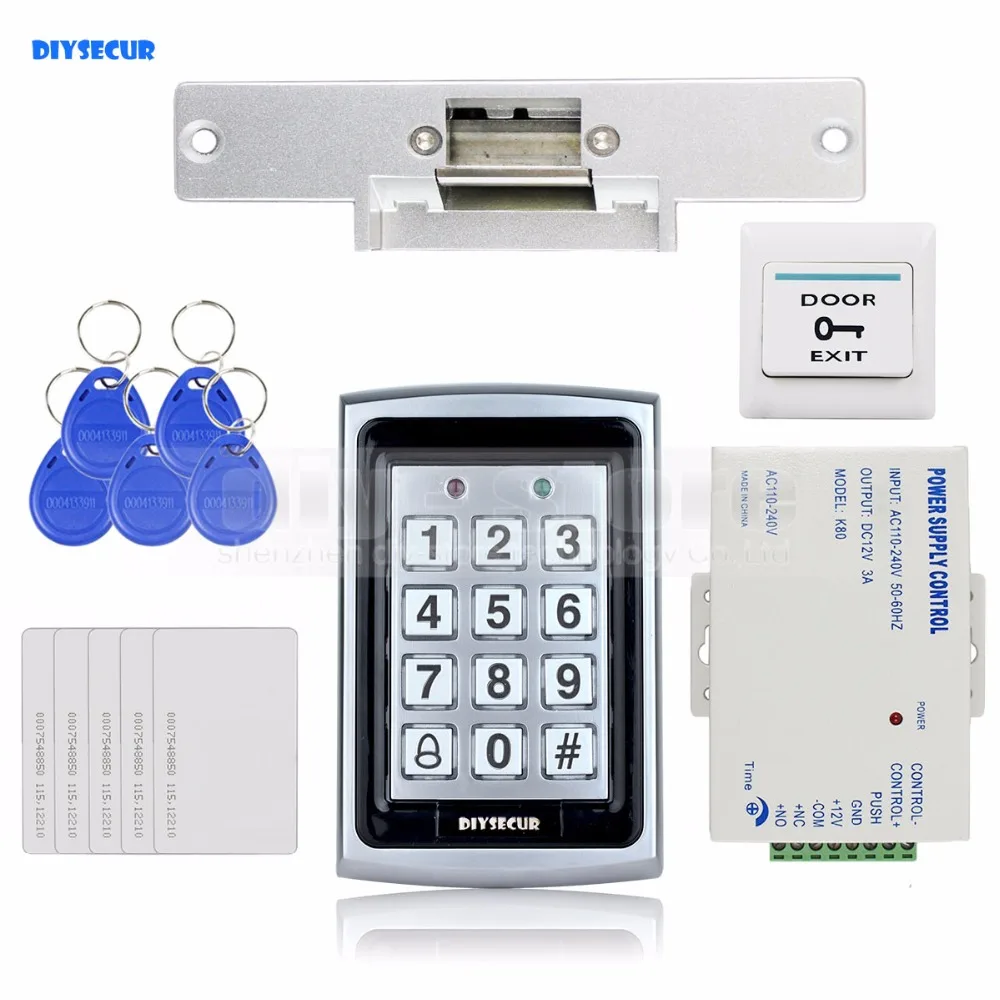 DIYSECUR 125KHz RFID Metal Case Keypad Door Access Control Security System Kit + Electric Strike Lock + Power Supply 7612
DIYSECUR 125KHz RFID Metal Case Keypad Door Access Control Security System Kit + Electric Strike Lock + Power Supply 7612