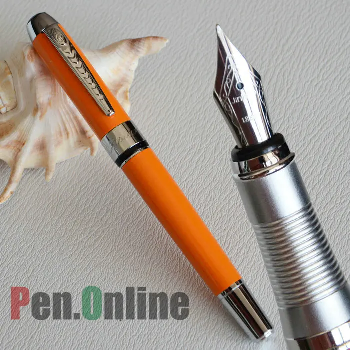 Перьевая ручка JINHAO 250 яркий оранжевый 18KGP Средний наконечник и Серебряная отделка