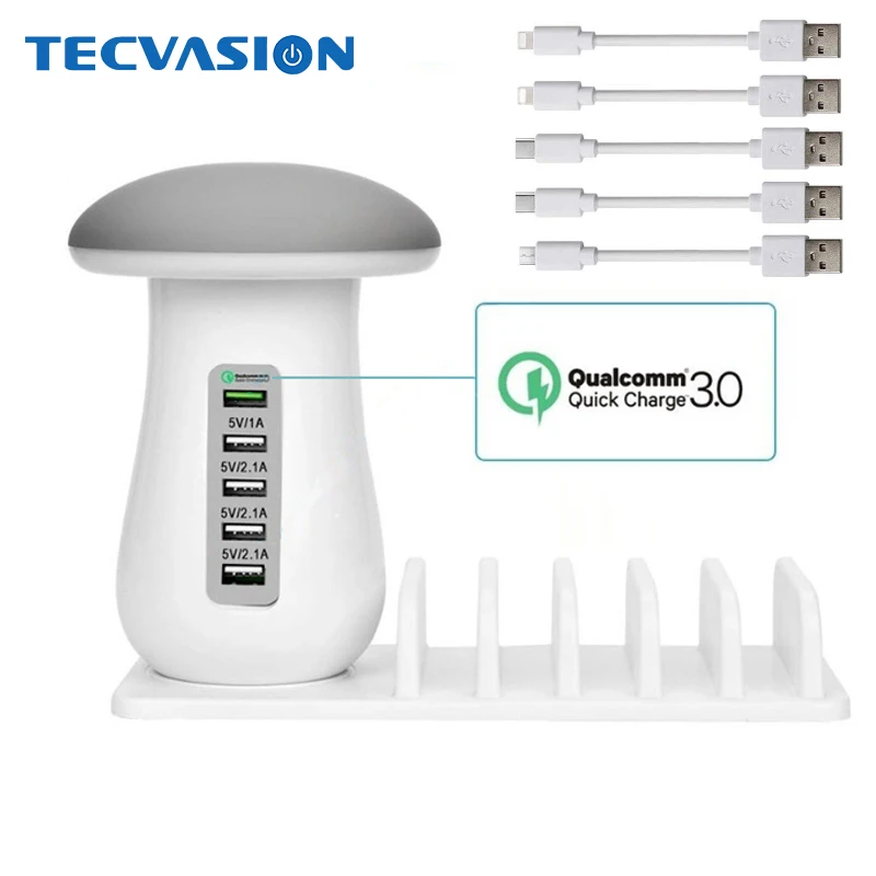 Multi Port USB Mobile Phone Charger Mushroom LED Light Lamp Charging Station Dock Stand QC 3.0 Quick Charger for Samsung Xiaomi
Multi Port USB Mobile Phone Charger Mushroom LED Light Lamp Charging Station Dock Stand QC 3.0 Quick Charger for Samsung Xiaomi