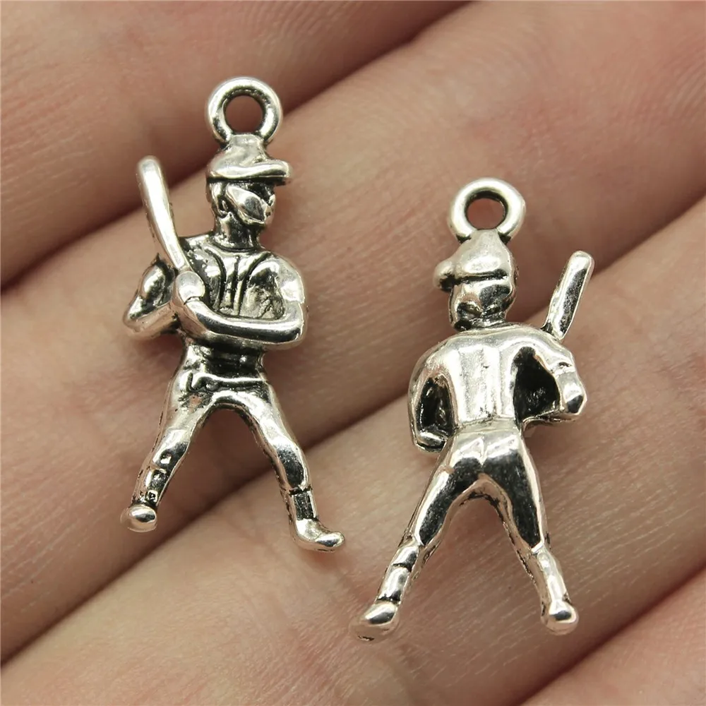 WYSIWYG 10pcs 25x12mm Antique Silver Color Baseball Pendants Baseball Player Charm Baseball Player Pendant
WYSIWYG 10pcs 25x12mm Antique Silver Color Baseball Pendants Baseball Player Charm Baseball Player Pendant