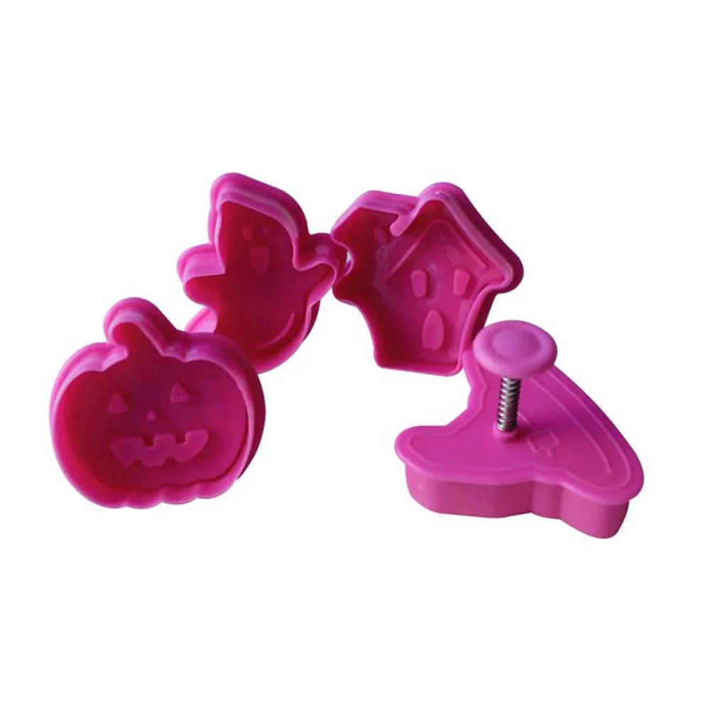 2020 New 4PC Cookie Press Plunger Cookie Sugar Craft Cutter Fondant Halloween confectionary Molds Cake Decorating baking Tools 2020 New 4PC Cookie Press Plunger Cookie Sugar Craft Cutter Fondant Halloween confectionary Molds Cake Decorating baking Tools