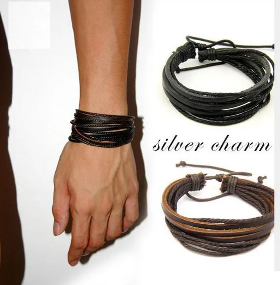 Leather Bracelet Men Women Rope Braided Real Leather Bracelet wristbands Black and Brown vintage jewelry acc237
Leather Bracelet Men Women Rope Braided Real Leather Bracelet wristbands Black and Brown vintage jewelry acc237