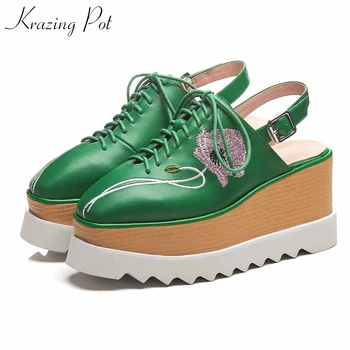 Krazing pot genuine leather summer square toe female handmade flower embroidery slingback thick bottom high heel brand pumps l22
Krazing pot genuine leather summer square toe female handmade flower embroidery slingback thick bottom high heel brand pumps l22