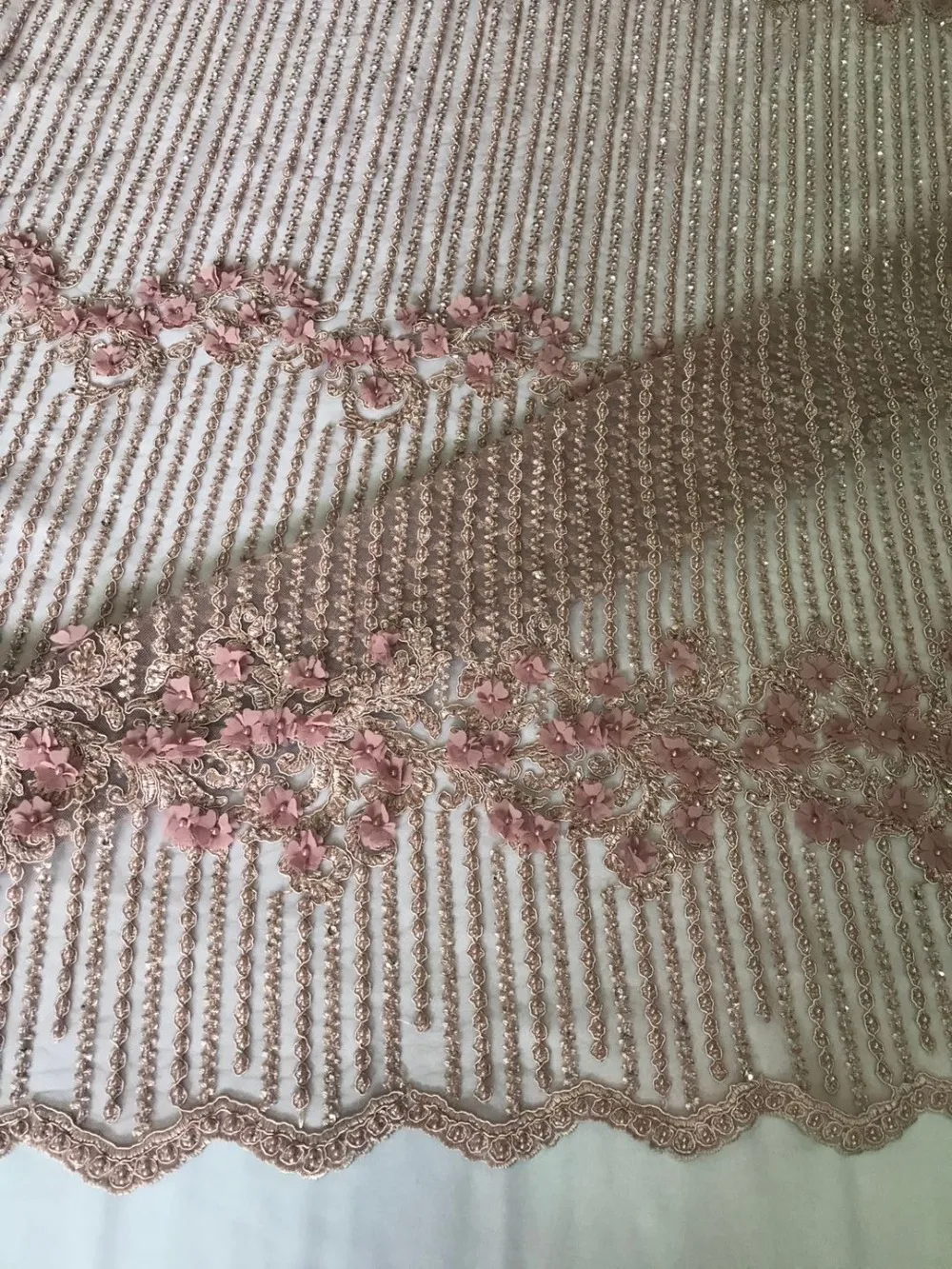 High end heavy beaded trim ,Limited Edition delicate heavy beaded nude pink cord lace fabric,Handmade haute couture cloth
High end heavy beaded trim ,Limited Edition delicate heavy beaded nude pink cord lace fabric,Handmade haute couture cloth