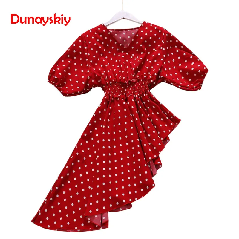 Puff Sleeve Fungus Blusa Polka Dot Women Blouse Summer 2019 New Fashion V-Neck Irregular Length Slim Waist Top
Puff Sleeve Fungus Blusa Polka Dot Women Blouse Summer 2019 New Fashion V-Neck Irregular Length Slim Waist Top