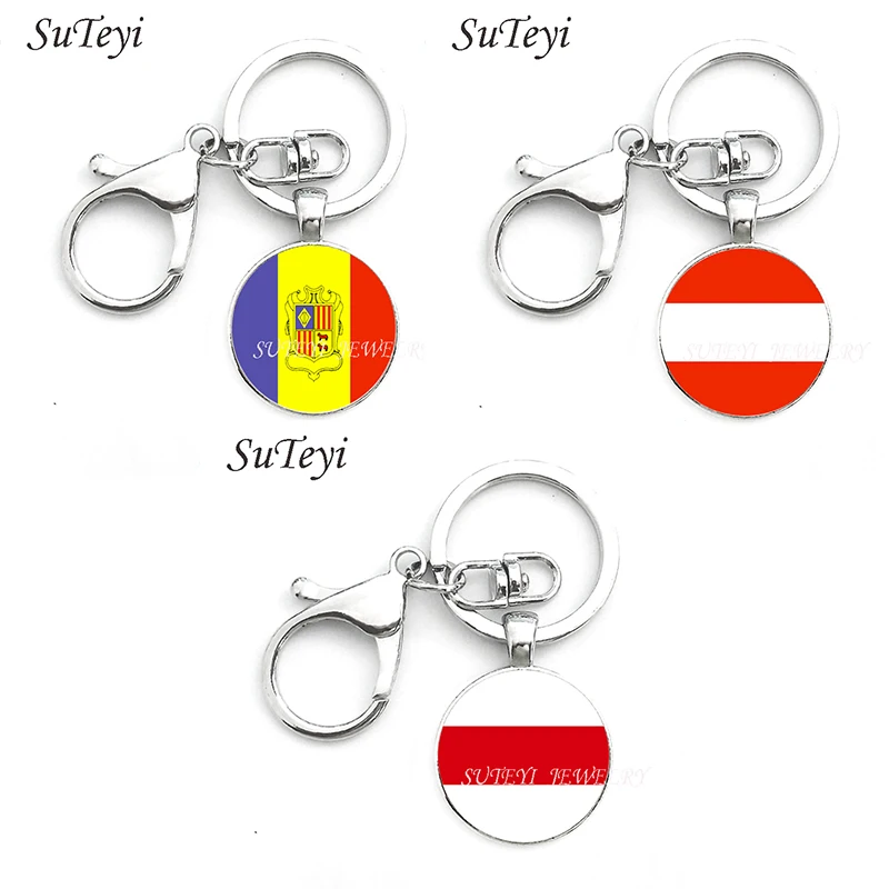 Fashion Jewelry Charm Key Chains -- Silver Andorra and Austria and Belarus Flag Charm Key Rings Keychains Decorative Gifts
Fashion Jewelry Charm Key Chains -- Silver Andorra and Austria and Belarus Flag Charm Key Rings Keychains Decorative Gifts