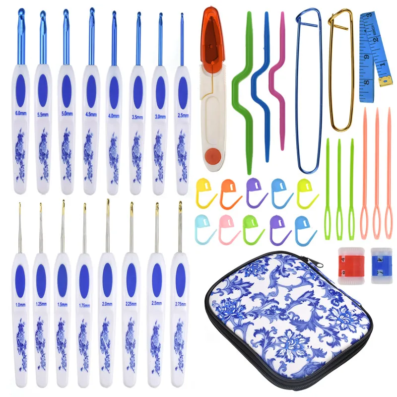 Crochet Hook Set 16pcs Mix 1.0-6.0mm Aluminum Crochet Needles With Bag Sweater Weave Knitting Hook Needles DIY Craft Sewing Tool (5)