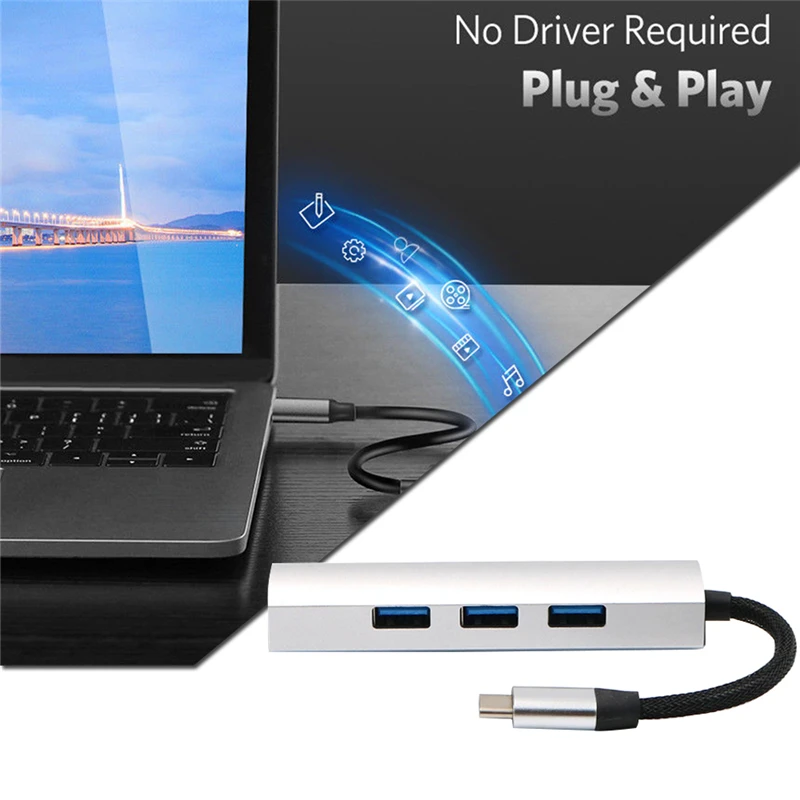 HI Tech 4 в 1 Алюминиевый USB type C 3 концентратор расширения порта 0 конвертер кабель для