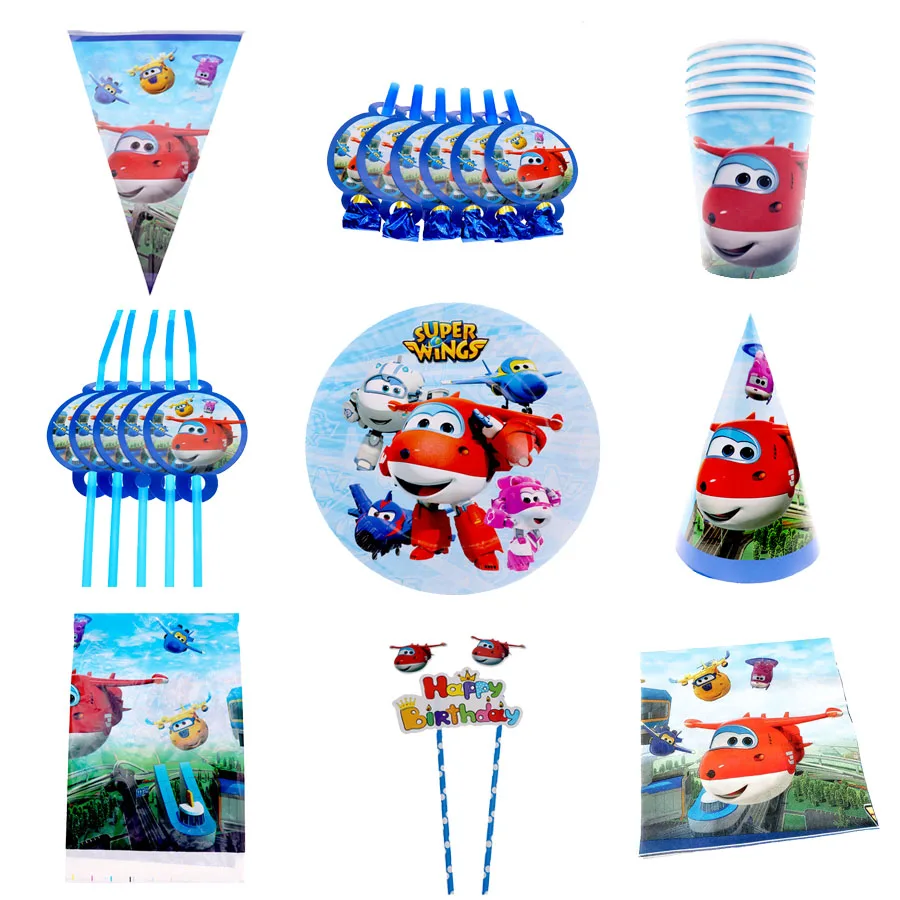 disposable tableware Children Birthday Party Cartoon Super Wings Theme Decorate paper plate Cup Paper Party supplier Tools Set
disposable tableware Children Birthday Party Cartoon Super Wings Theme Decorate paper plate Cup Paper Party supplier Tools Set