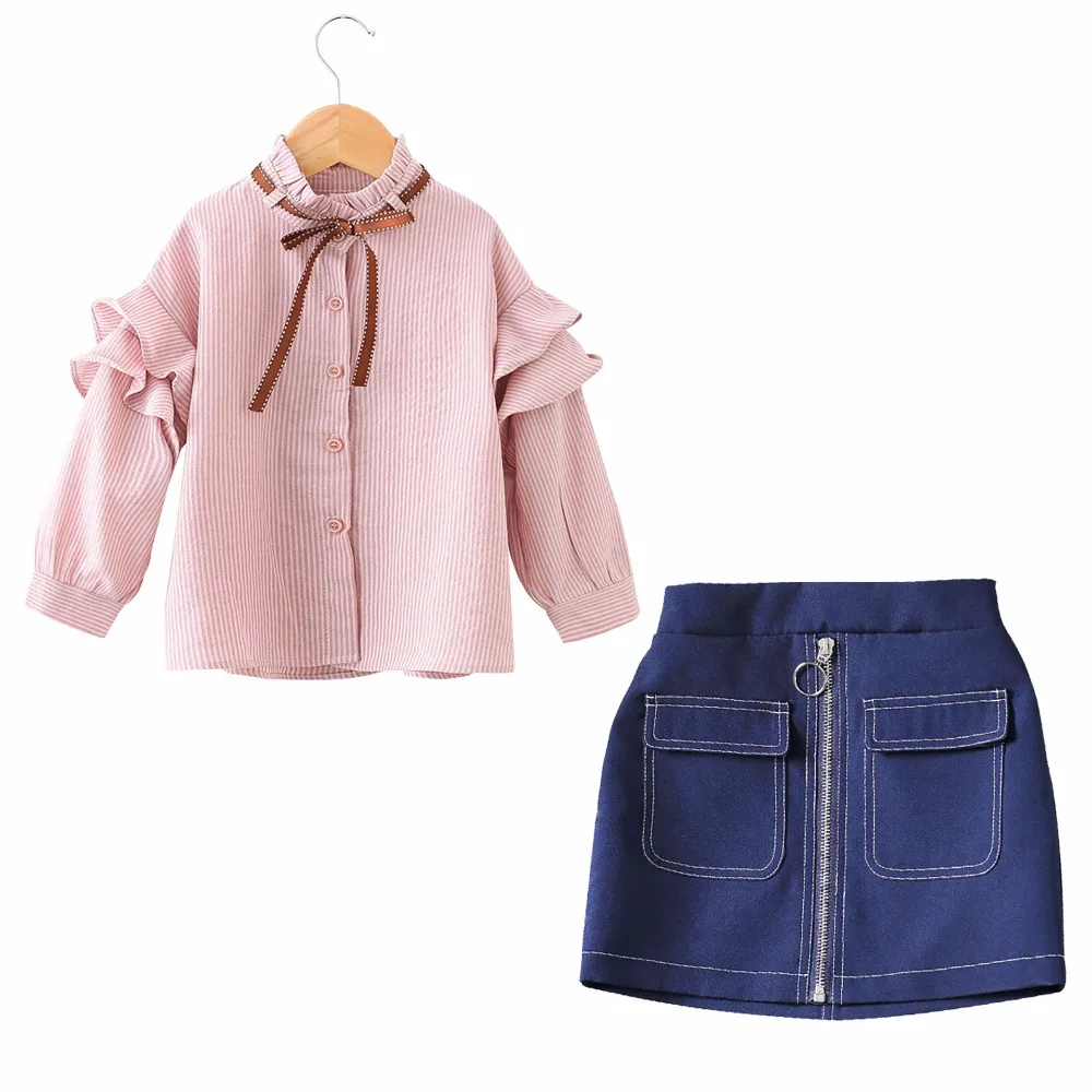 2018 New Autumn children clothing girls 2pcs cloth set long sleeve shirt and denim skirt set fashion design cloth set 2-7T
2018 New Autumn children clothing girls 2pcs cloth set long sleeve shirt and denim skirt set fashion design cloth set 2-7T