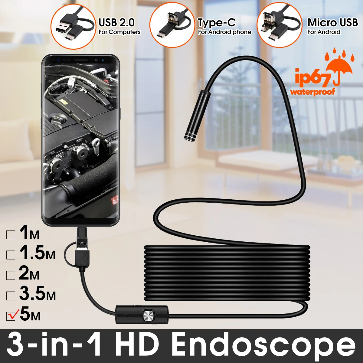 7mm Mini Micro USB Type-c USB Endoscope Waterproof HD Camera Borescope Inspection Compatible Android Smartphone PC
7mm Mini Micro USB Type-c USB Endoscope Waterproof HD Camera Borescope Inspection Compatible Android Smartphone PC