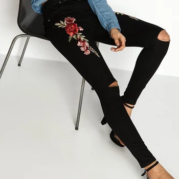 New Women Floral Emboridery Jeans Denim Skinny Ripped High Waist Stretch Jeans Long Pencil Trousers
New Women Floral Emboridery Jeans Denim Skinny Ripped High Waist Stretch Jeans Long Pencil Trousers
