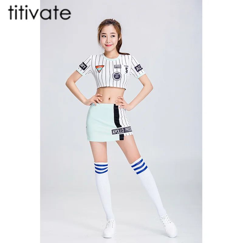 TITIVATE 2017 Hot Sale Sexy School Girls Uniform Cheerleading Cosplay Costumes Night Club Wear Stripe 2 Piece Set Sexy Costume
TITIVATE 2017 Hot Sale Sexy School Girls Uniform Cheerleading Cosplay Costumes Night Club Wear Stripe 2 Piece Set Sexy Costume