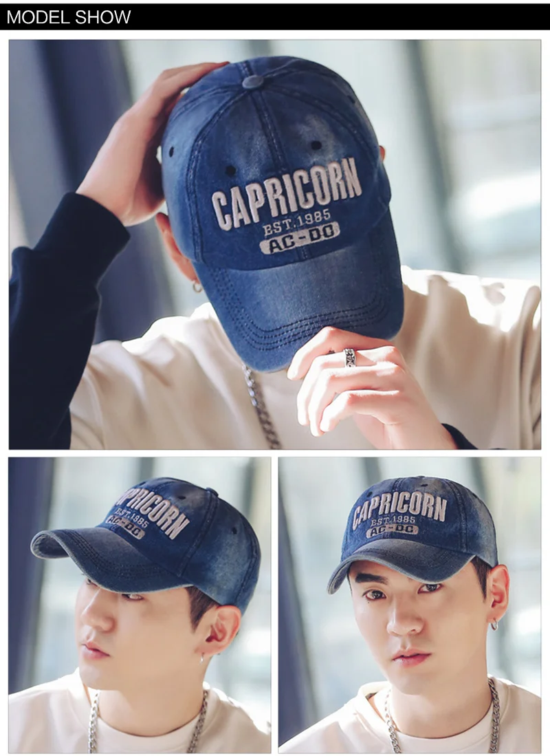 Cowboy Women Snapback Caps Letter Embroidery Couple Caps Summer Autumn Denim Unisex Baseball Cap Hip Hop Men Bone Casquette Hats (4)
