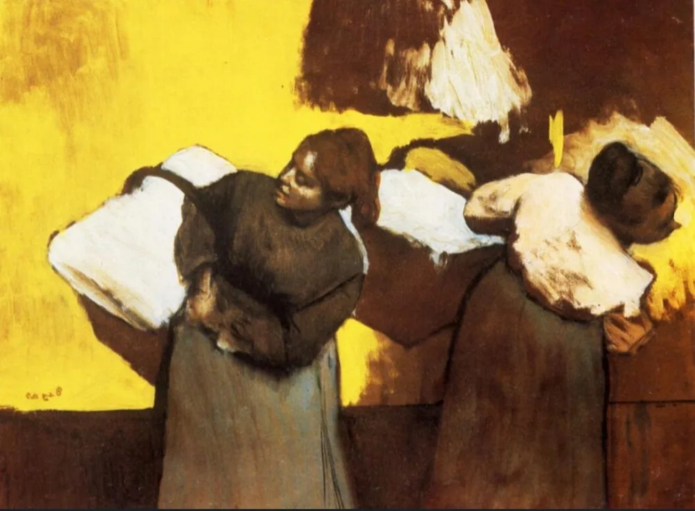 

High quality Oil painting Canvas Reproductions Laundresses Carrying Linen in Town (1878) By Edgar Degas hand painted