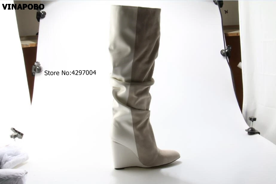 1High-Quality-White-Leather-Tassel-Knee-High-Boots-Women-Round-Toe-Fringe-Wedge-Shoes-High-Heels (2)