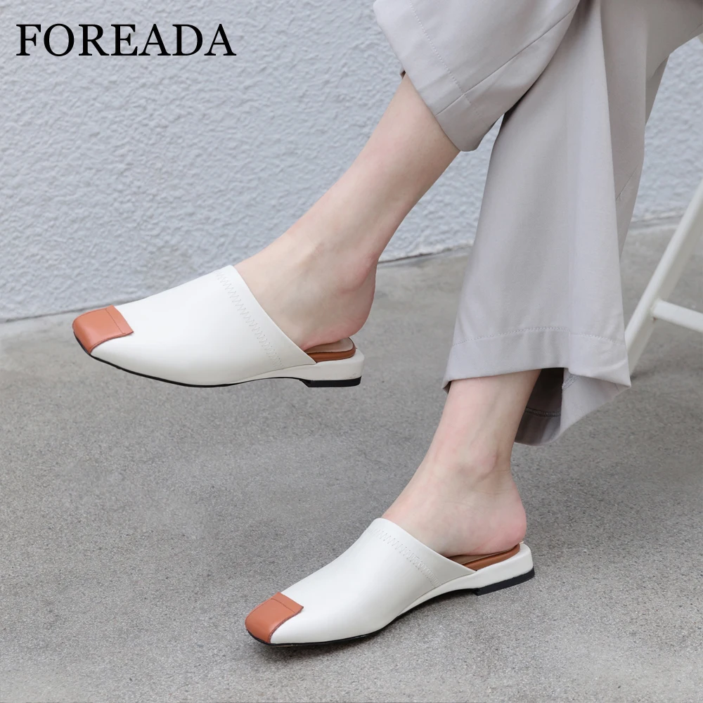 FOREADA Women Slides Summer Mules Shoes Natural Genuine Leather Flat Shoes Cow Leather Square Toe Slippers Lady Sandals Size 3-9
FOREADA Women Slides Summer Mules Shoes Natural Genuine Leather Flat Shoes Cow Leather Square Toe Slippers Lady Sandals Size 3-9