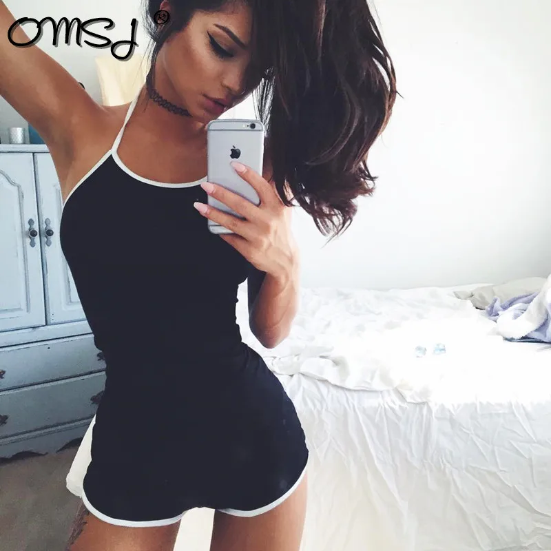 Black jumpsuit women 2019 summer sleeveless slim short romper jumpsuit contrasting hanging neck strap sexy playsuit female Casua
Black jumpsuit women 2019 summer sleeveless slim short romper jumpsuit contrasting hanging neck strap sexy playsuit female Casua