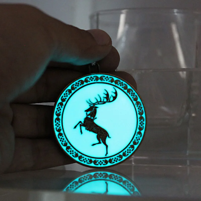 Glowing Game of Thrones car keychain Barathon deer keychain Lady couple bag keyring GLOW in the DARK fashion charm keychain
Glowing Game of Thrones car keychain Barathon deer keychain Lady couple bag keyring GLOW in the DARK fashion charm keychain