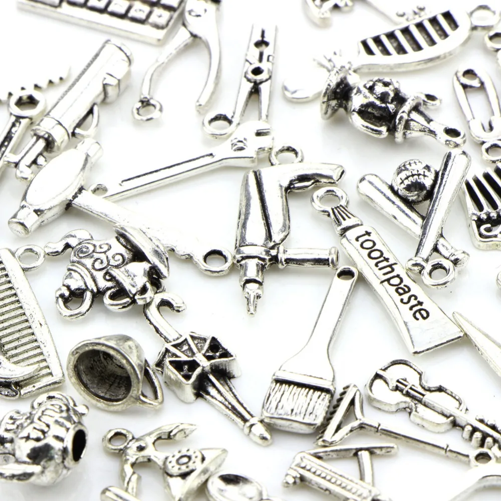 Creative 65pcs Simple Personality Bulk Lots Tibetan Silver Mixed Charm Pendants Jewelry DIY Living Tools Elements
Creative 65pcs Simple Personality Bulk Lots Tibetan Silver Mixed Charm Pendants Jewelry DIY Living Tools Elements