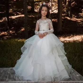 long Sleeves Lace Long Flower Girls Dresses Sweep Train tiered Birthday Communion Children Girls Birthday Party Pageant Gown
long Sleeves Lace Long Flower Girls Dresses Sweep Train tiered Birthday Communion Children Girls Birthday Party Pageant Gown